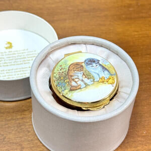 Alastor Enamels Trinket Box Round Hinged Cats Kittens and Chicks New with Box